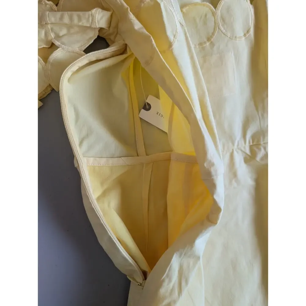 NWT By Anthropologie Cutwork Mini Shift Dress Size 4 Yellow #C3422 - Picture 5 of 8